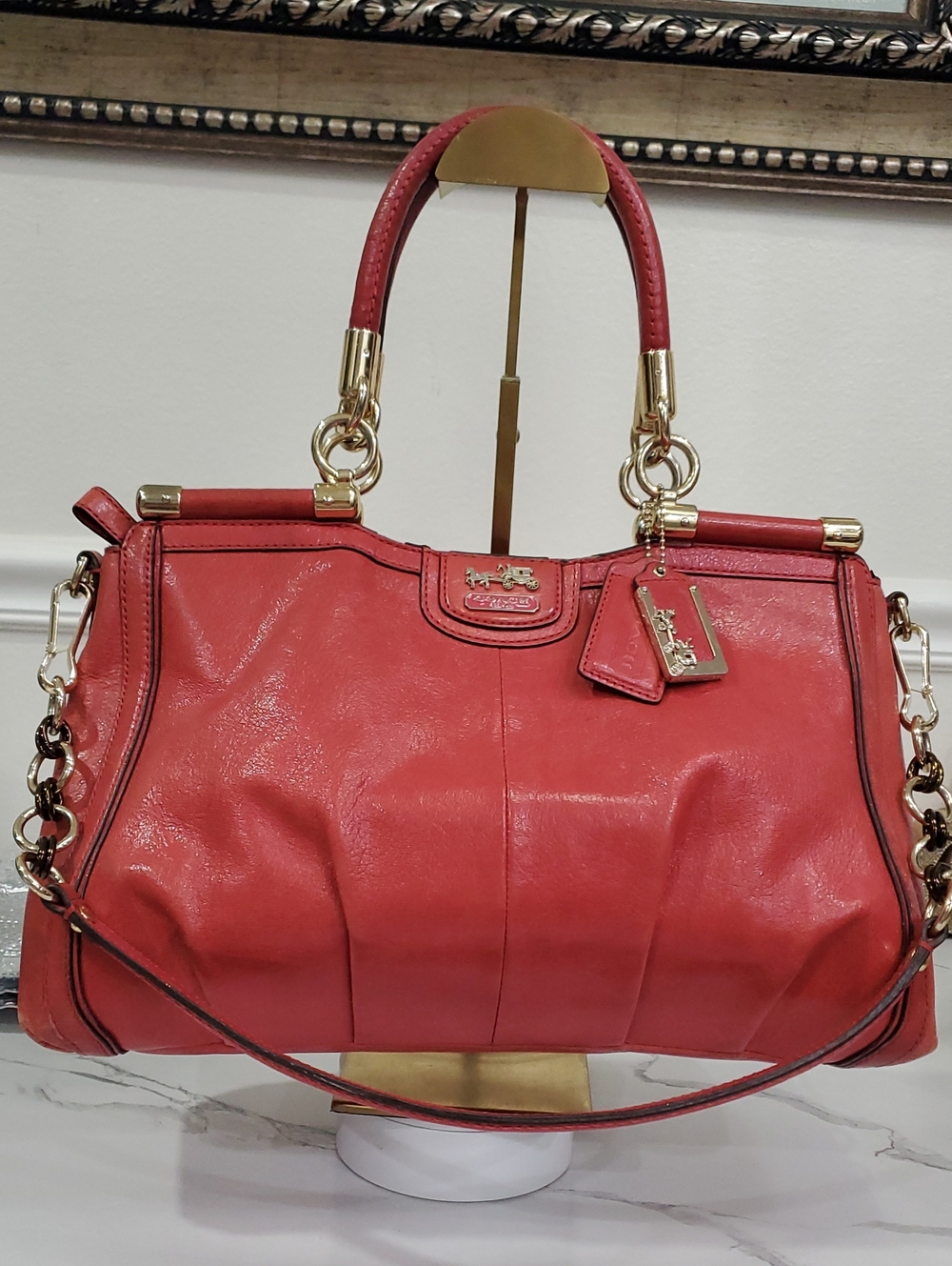 RARE Coach Coach Madison Pinnacle Carrie Red Leather Satchel Bag❤️